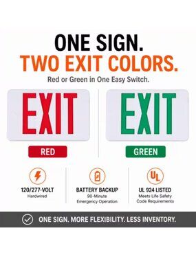 2/$30 💥🆕 Commercial Electric 14-Watt LED White Red/Green Exit Sign | 1223